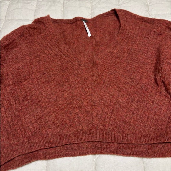Free People ELIAS Cashmere V Neck Sweater - Cinnamon (Burnt Orange) XS - Picture 11 of 13